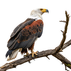 Obraz premium Majestic Fish Eagle perched on a branch, perfect for wildlife photography.