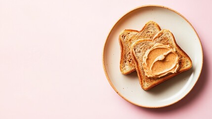Vegan toast with nut butter bright background clean layout  copy space
