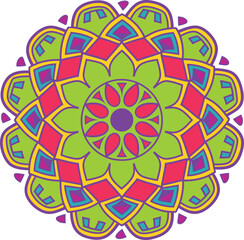 Vector hand drawn doodle mandala. Ethnic mandala with colorful tribal ornament, Colorful Mandala Vector, Floral Art