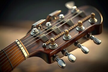 Close-up Guitar Headstock with Tuners - High-Resolution Stock Photo
