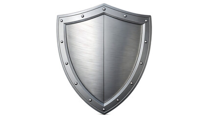  Shiny Silver Metallic Shield Symbolizing Protection, Security, and Defense with a Modern Polished Design for Digital or Physical Safety Concepts