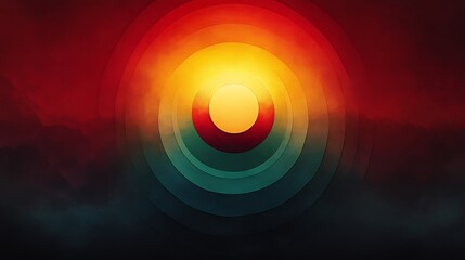Vibrant sunset concentric circles radiate warm light. AI Generated