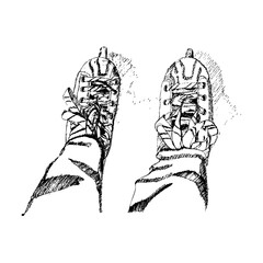 Roller skating and ice skates in sketch style. Vector illustration. Hand draw.