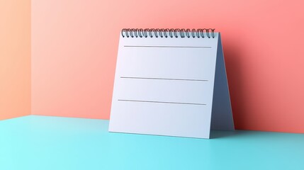 A sleek desk calendar mockup, featuring a portrait-style design with vibrant hues and a minimalist aesthetic, ready for your branding or creative vision.