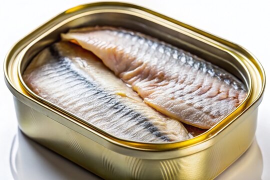 Close-up of Fermented Herring Filet from a Surstr&ouml;mming Can - High-Detail Food Photography