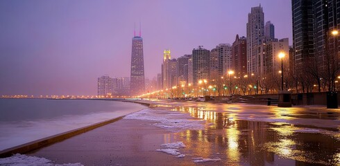 Obraz premium Chicago's cityscape is depicted in isolation on a transparent background, available in PNG, within the United States