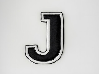 Minimalist Black and White Letter J Embroidered Patch Mockup