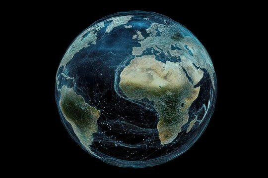 A stunning 4K visualization of a digital Earth with interconnected nodes and data flow, representing the global technology network.