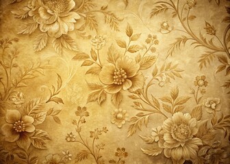 Close-Up Silhouette of Beige Victorian Floral Embossed Paper Texture