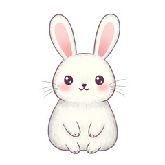 Obraz premium cute white bunny isolated white, illustration for kid related usage