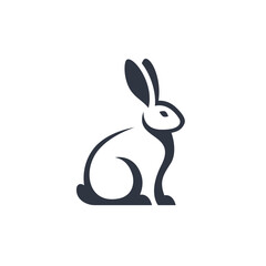 Stylized Rabbit Icon. Minimalist Bunny Logo Design. Vector Animal Illustration.