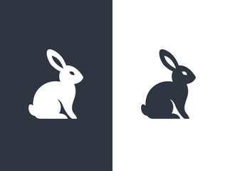 Stylized Rabbit Icon. Minimalist Bunny Logo Design. Vector Animal Illustration.