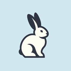 Stylized Rabbit Icon. Minimalist Bunny Logo Design. Vector Animal Illustration.