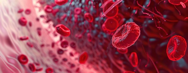 Microscopic view of red blood cells in circulatory system