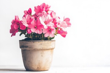 A vibrant image of pink cyclamen flowers in a pot, isolated on white, highlighting the softness and color of the petals.