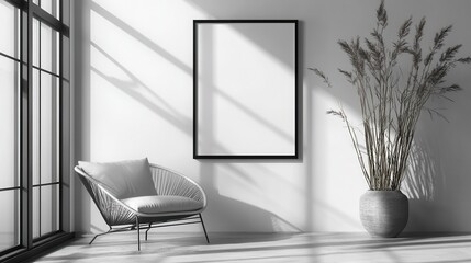 A sleek, white frame mockup, its minimalist design ready to showcase any image or artwork with style.