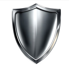  Shiny Silver Metallic Shield Symbolizing Protection, Security, and Defense with a Modern Polished Design for Digital or Physical Safety Concepts