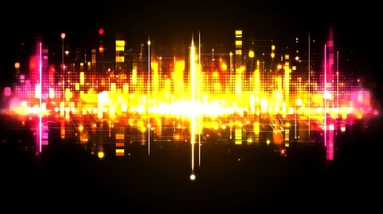 Obraz premium Vibrant digital equalizer effect with a dazzling colorful light display