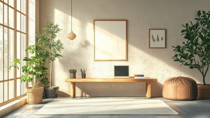 Serene workspace design modern office interior bright environment minimalist concept