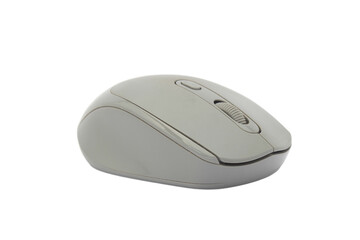 Wireless Computer Mouse in Gray Isolated on White Background Featuring Ergonomic Design and Scroll...
