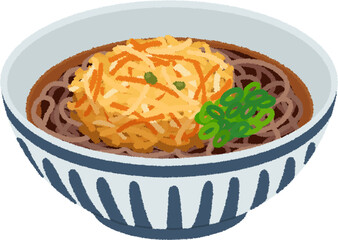 かき揚げそばのイラスト