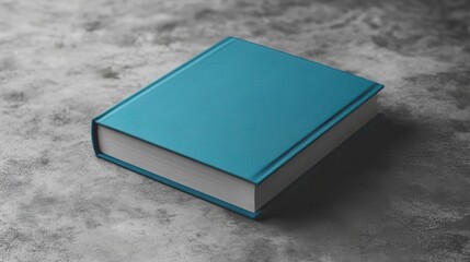 A square book cover mock-up, its spine a vibrant shade of blue, rests majestically on a minimalist grey backdrop, inviting readers to step into a world of imagination.