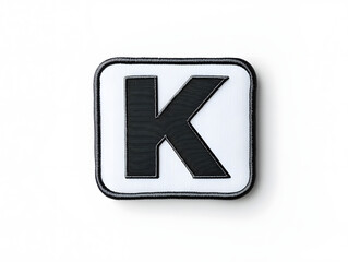 Fototapeta premium Minimalist Black and White Letter K Embroidered Patch Mockup