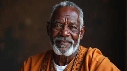 african portrait features dignified older black man strong presence traditional