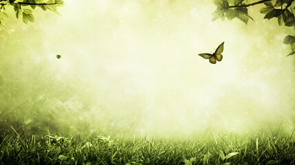 Butterfly in a Dreamy Green Forest