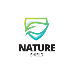 Eco shiled logo template illustration. Shield Leaf Logo Template