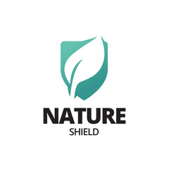 Fototapeta premium Eco shiled logo template illustration. Shield Leaf Logo Template