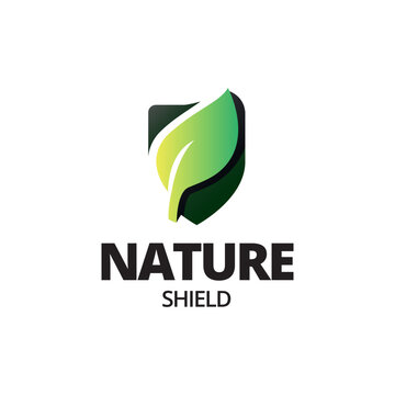Eco shiled logo template illustration. Shield Leaf Logo Template