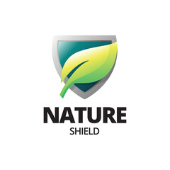 Eco shiled logo template illustration. Shield Leaf Logo Template