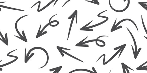 Arrows seamless pattern. Arrows set icons. Arrow vector collection. Black pointers.