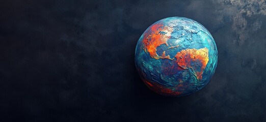 Colorful 3D Earth globe illustration showcasing continents and oceans in vibrant hues