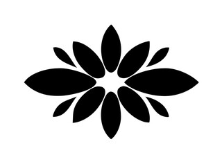 Elegant Black Lotus Flower Design for Spa or Wellness Brand , A sophisticated, stylized black lotus flower graphic, perfect for branding or marketing materials related to wellness, spa, beauty, or lux