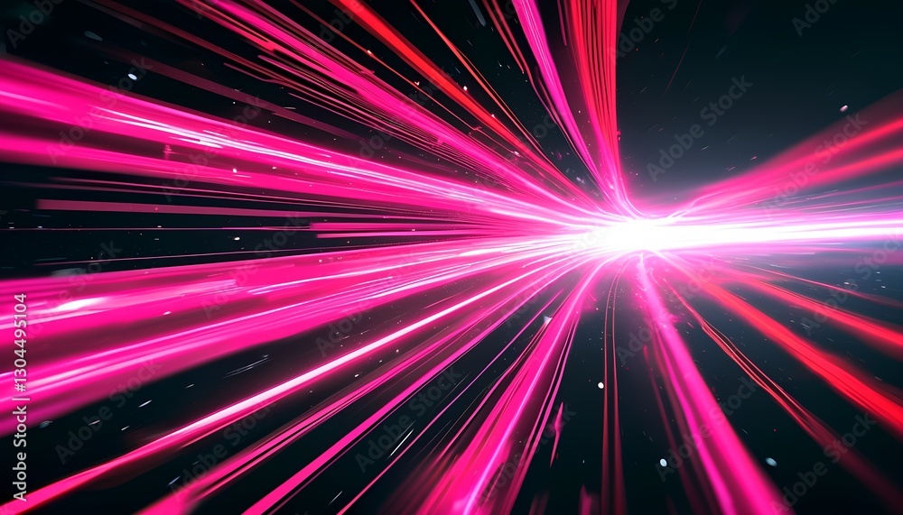 Poster dynamic light rays emanating from a central point digital space abstract art futuristic environment 