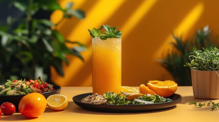 A vibrant, minimalist mockup of a restaurant menu, featuring a clean layout and enticing imagery, showcasing delectable dishes and tempting beverages.