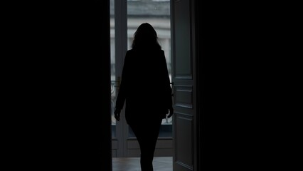 Mysterious figure emerges from shadows urban setting silhouette photography dimly lit environment intriguing perspective