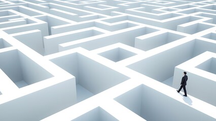Navigating challenges a business journey through a complex maze urban environment conceptual visual representation