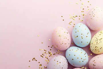 Colorful Easter eggs adorned with glitter create joyful spring c