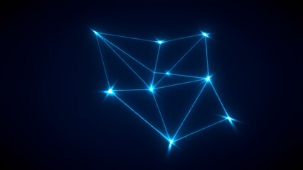 Dynamic network visualization of digital connections abstract space graphic design dark environment futuristic viewpoint