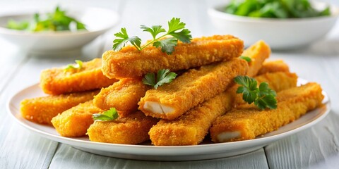 Crispy Homemade Fish Fingers on a Plate - Delicious Seafood Snack