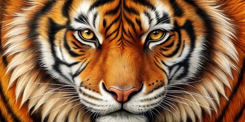 Fototapeta premium Close up of a tiger showcasing vibrant orange fur and striking black stripes in natural light animal texture, macro, shapes, bright, , graphic resource generated ai