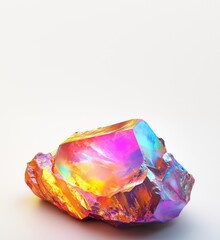 Vibrant iridescent crystal with colorful reflections and unique textures