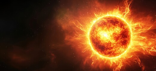 Obraz premium Stunning close-up of the sun showcasing solar flares and vibrant colors in space