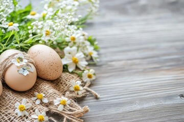 Eco friendly easter eggs wrapped in rustic jute for spring decor inspiration