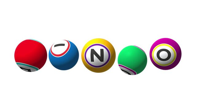Bingo lottery, rotating lucky balls and numbers of lotto. Animated video