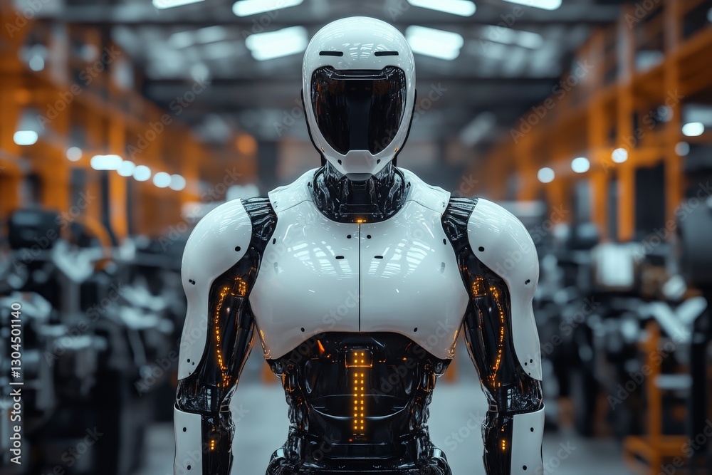 Aufkleber futuristic humanoid robot in a high-tech industrial environment showcasing advanced technology and d
