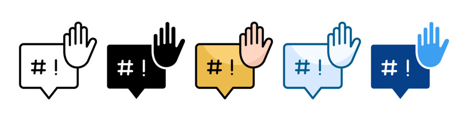 Hate Speech  Icon Set Multiple Style Collection